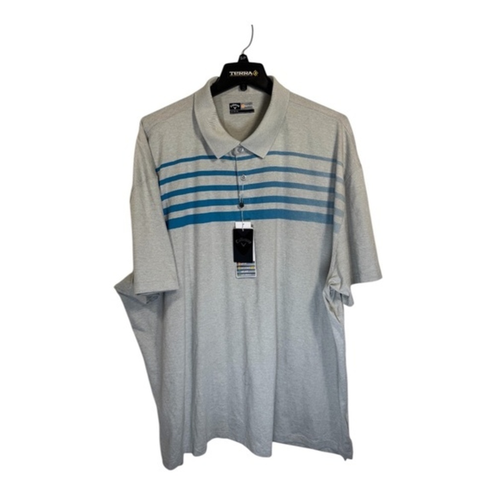 Callaway Golf Shirt Mens Size 4X Gray Striped Opti-Dri New Polo Althletic